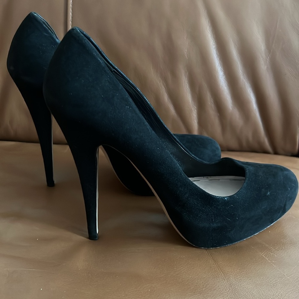 MIU MIU Black Suede Sexy High Heels w/Rocked Platform